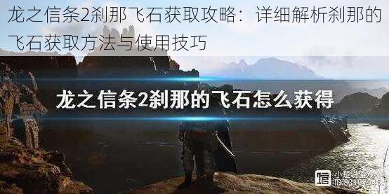 龙之信条2刹那飞石获取攻略：详细解析刹那的飞石获取方法与使用技巧