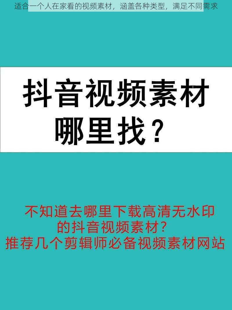 适合一个人在家看的视频素材，涵盖各种类型，满足不同需求